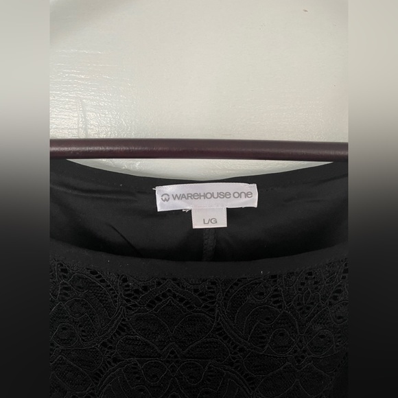 3/25 Black Lace Overlay Warehouse One Mini Dress - Picture 3 of 9